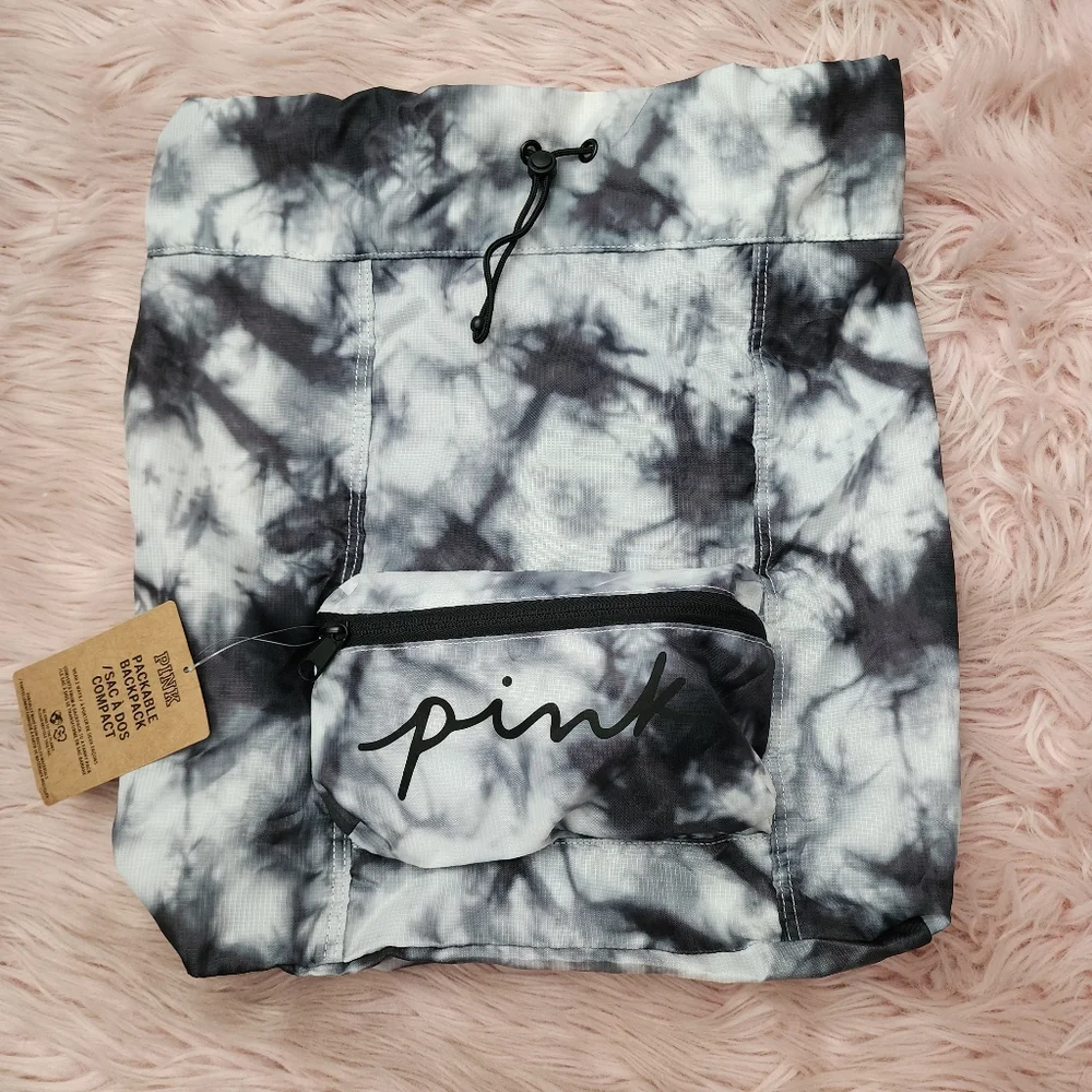 Victoria's Secret PINK tie dye packable drawstring backpack fanny pack